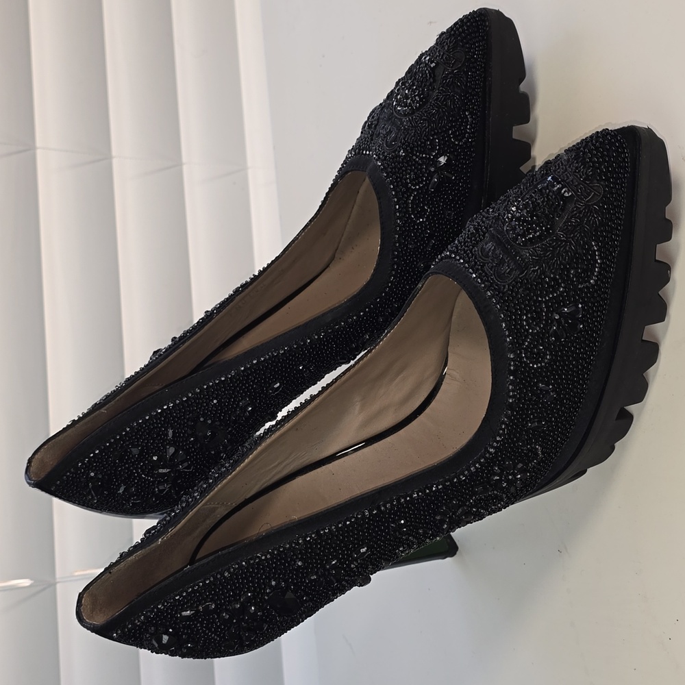 Donald J. Pliner Black Beaded Embellished High Heels